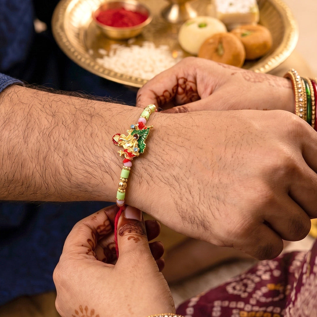 ALVENZA Ganesha Rakhi – Elegant Traditional Sister Gift for Raksha Bandhan