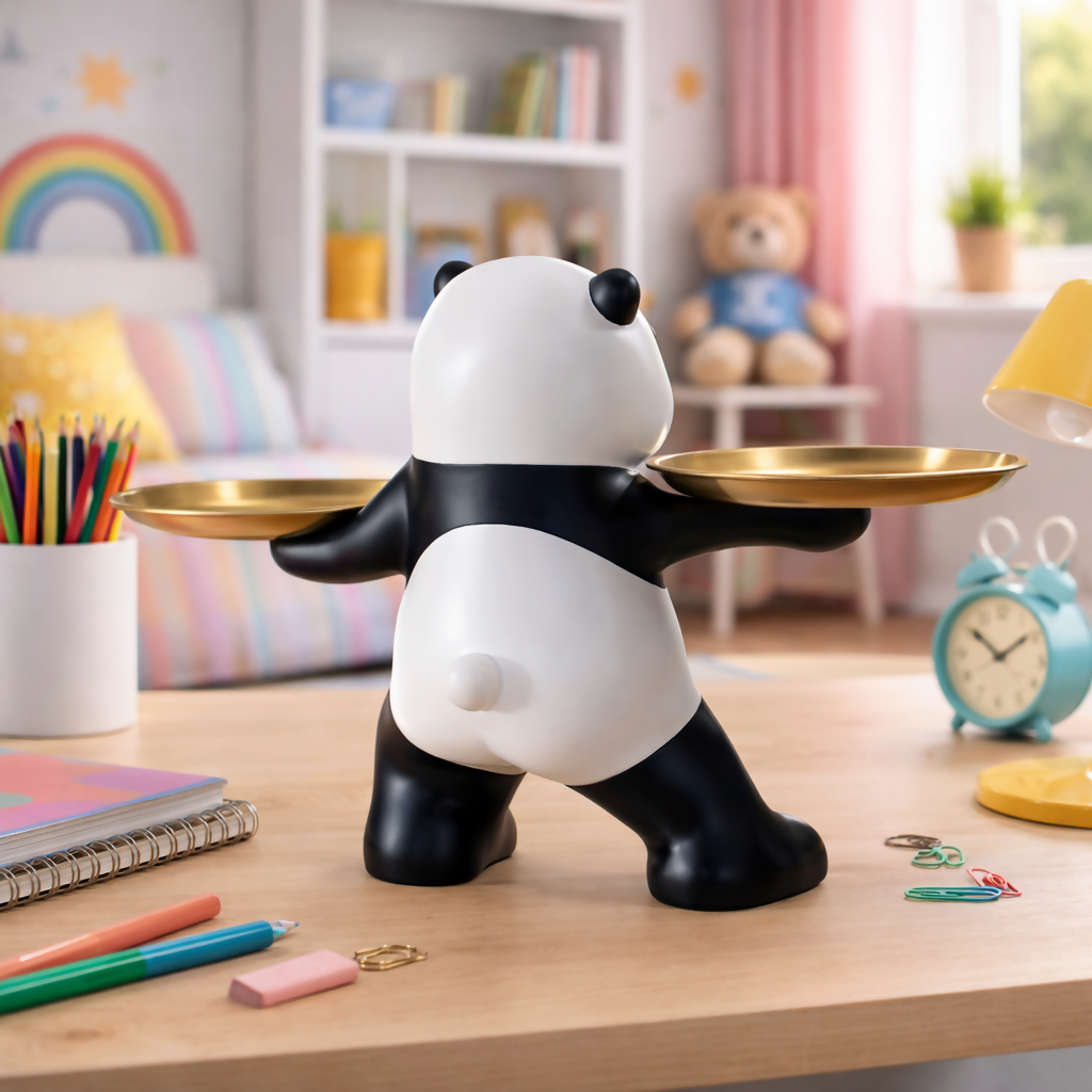 ALVENZA Panda Tray Holder – Charming Dual Plates for Home & Office