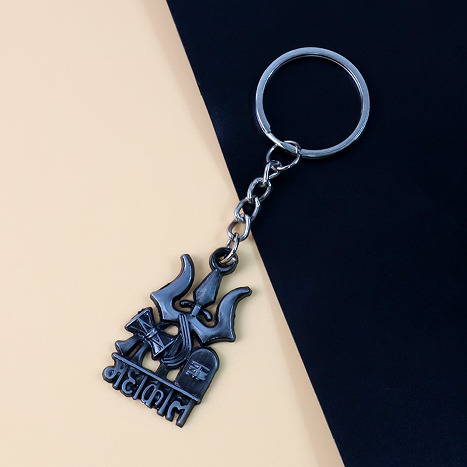 ALVENZA Mahakal Trishul Metal Keychain Set – Durable Devotional 2-Pc