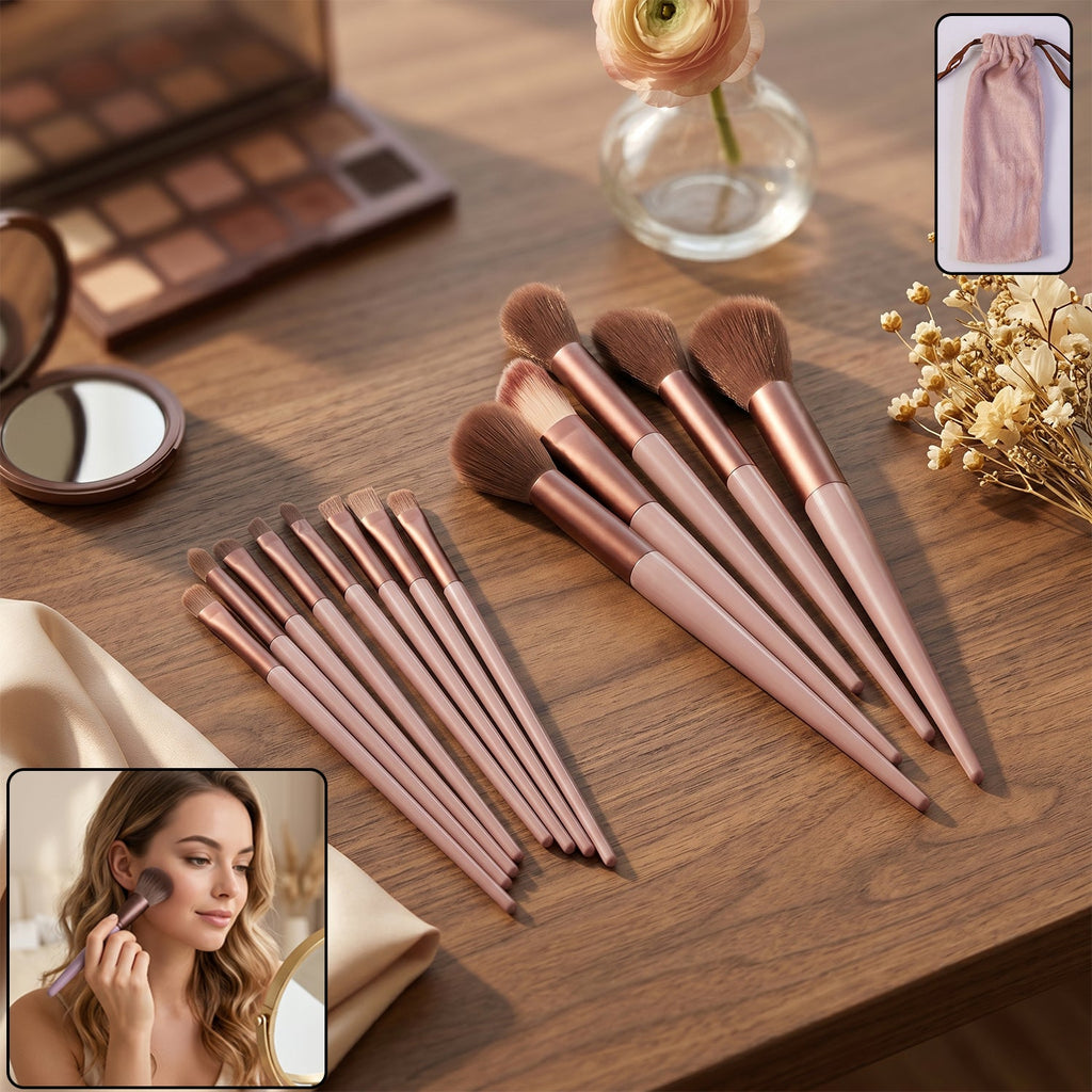 Professional Makeup Brush Set Complete 13-Piece Collection with Pouch