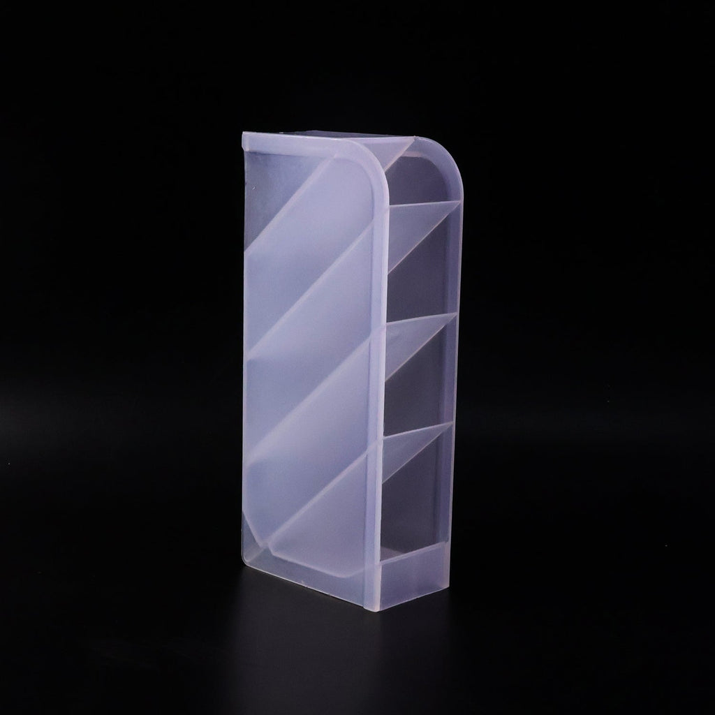 Desk Organizer 4 Compartments in Clear Plastic for Office Supplies - Detail View 8