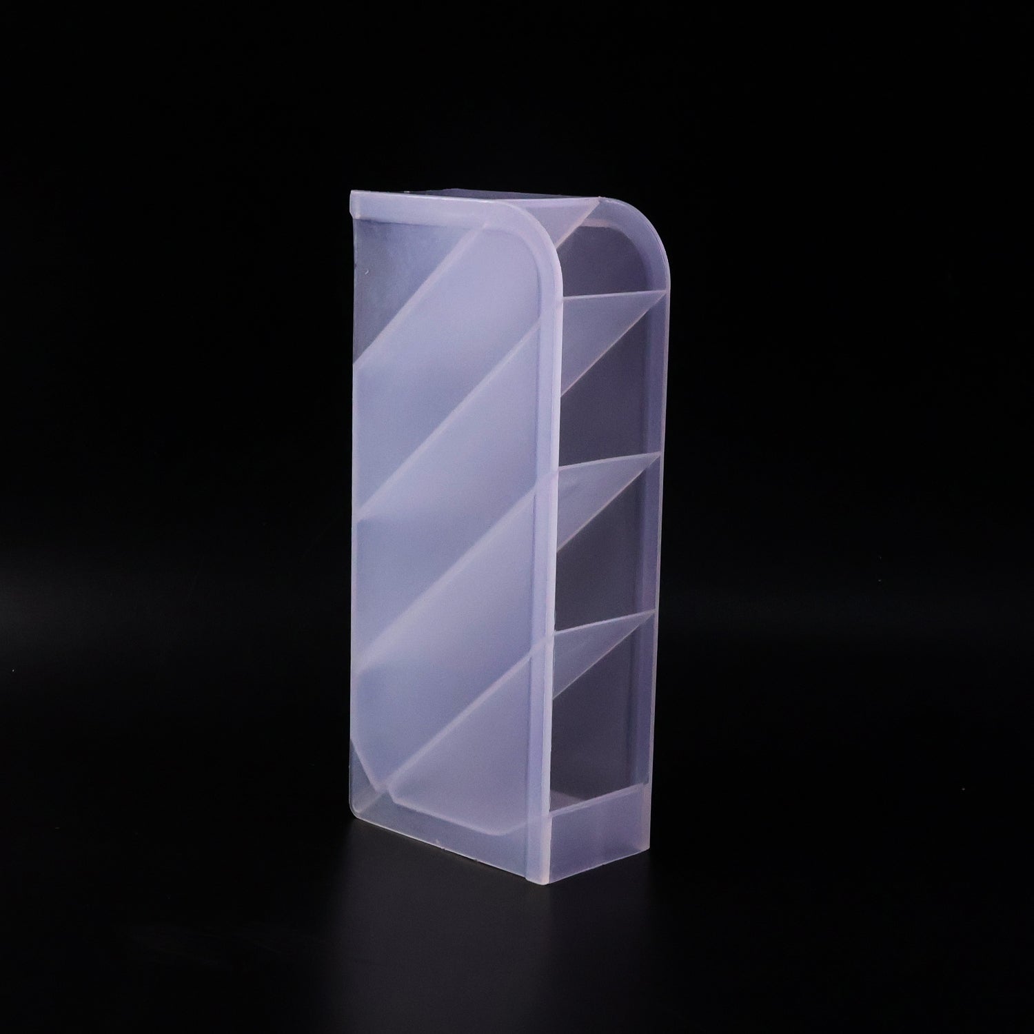 Desk Organizer 4 Compartments in Clear Plastic for Office Supplies - Detail View 8