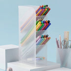 Desk Organizer 4 Compartments in Clear Plastic for Office Supplies - Back View
