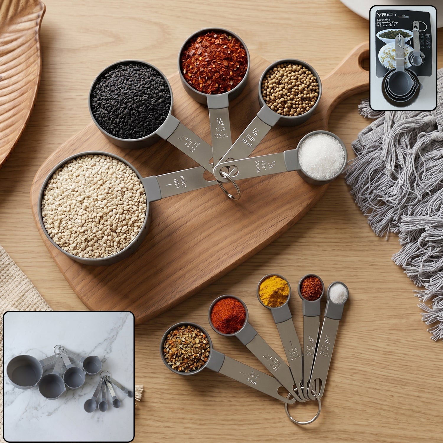 Plastic Measuring Cups and Spoons Set Accurate Kitchen Tools