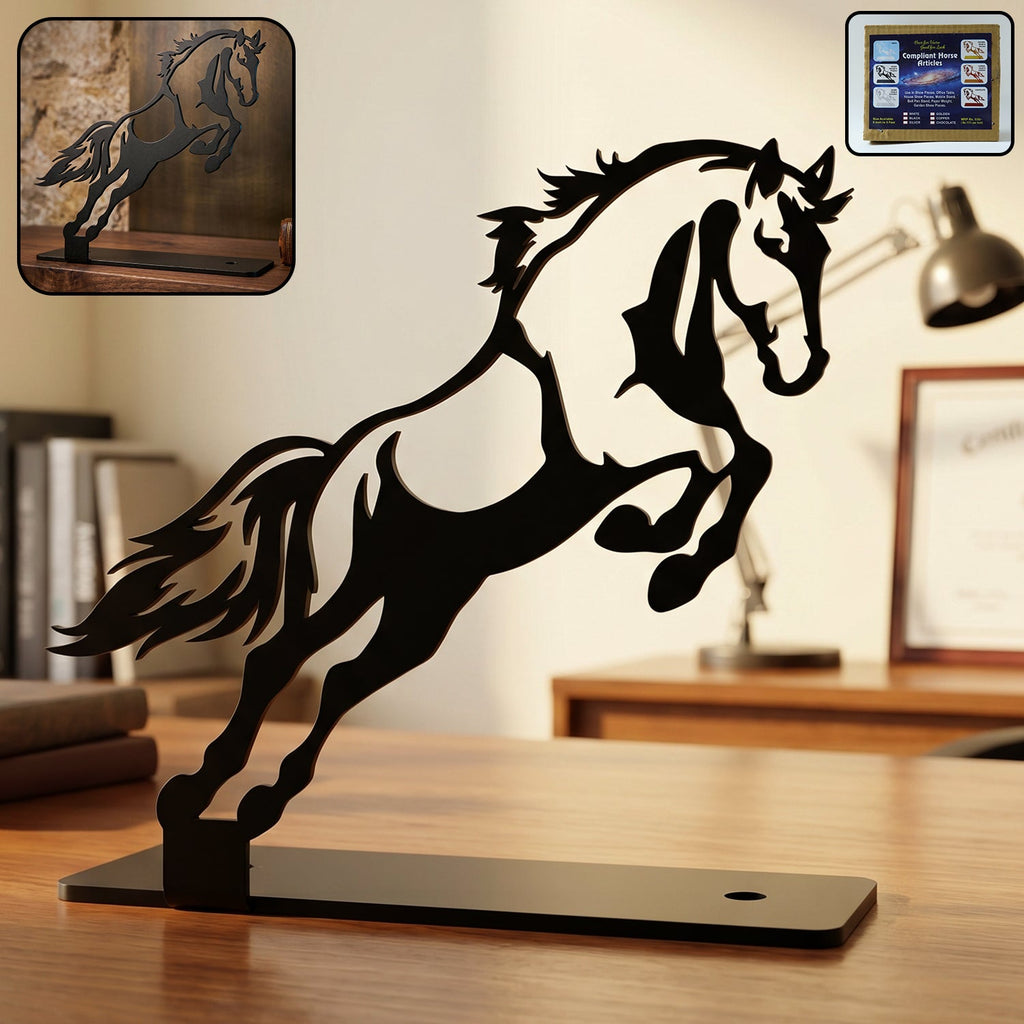 Metal Horse Sculpture Modern Desk Decor for Sophistication