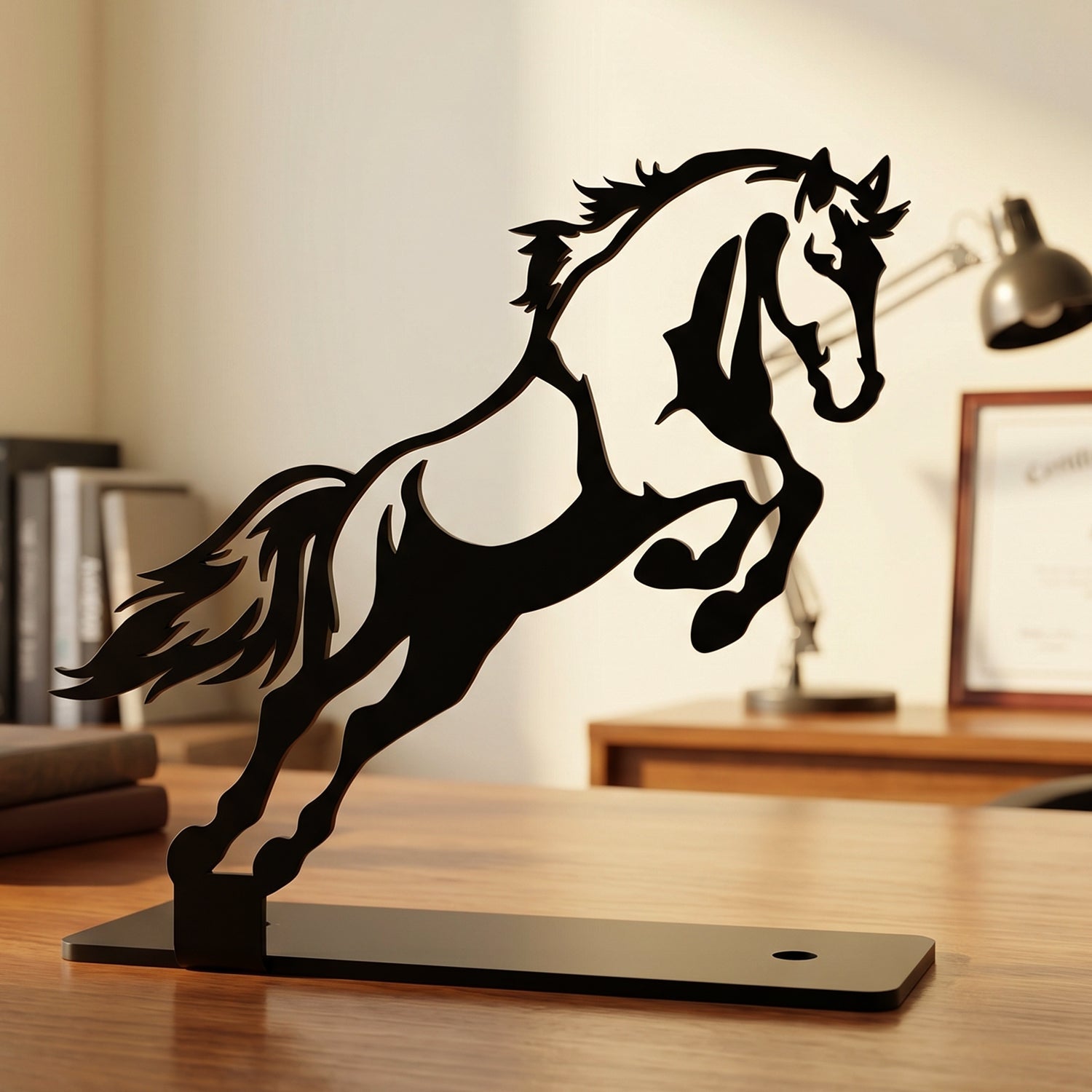 Metal Horse Sculpture Modern Desk Decor for Sophistication - Detail View 5