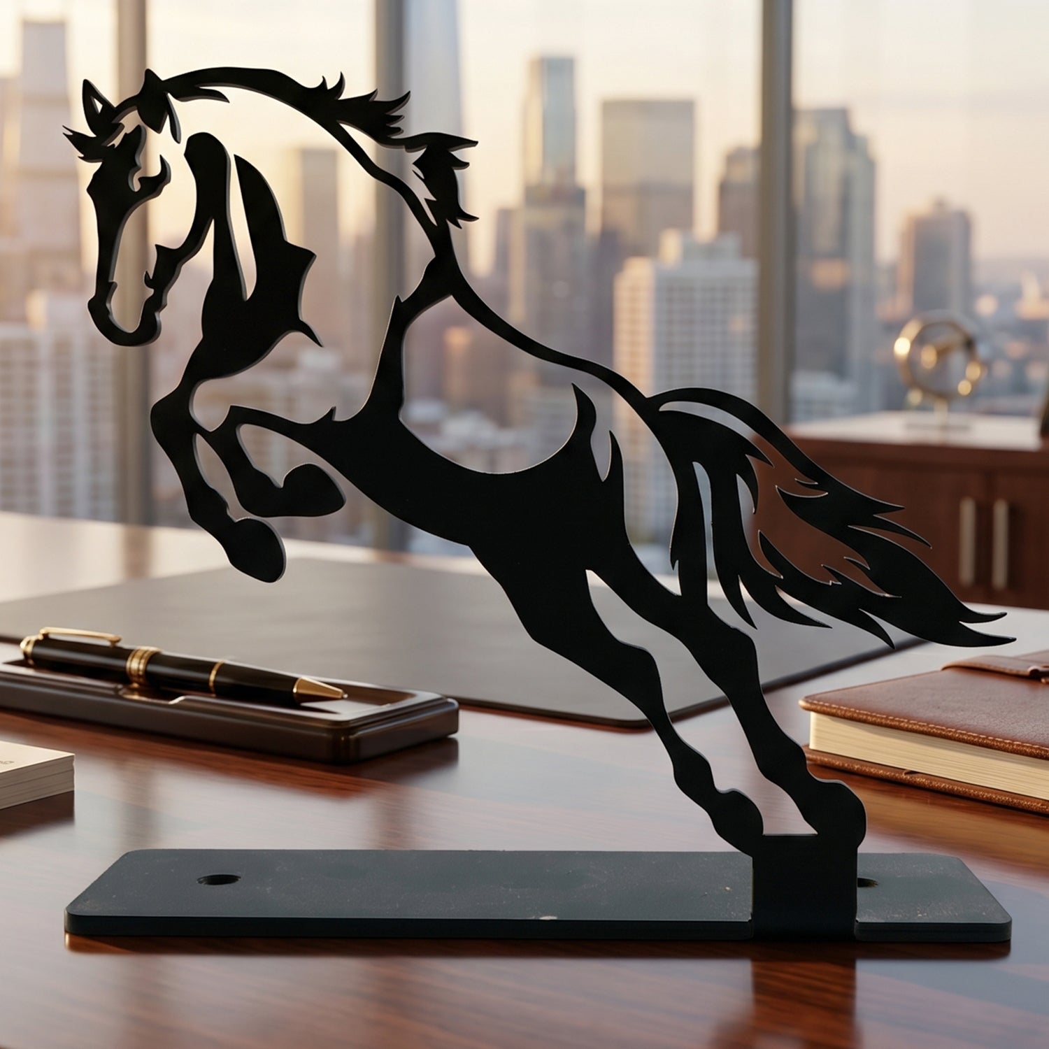 Metal Horse Sculpture Modern Desk Decor for Sophistication - Detail View 7