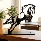 Metal Horse Sculpture Modern Desk Decor for Sophistication - Front View