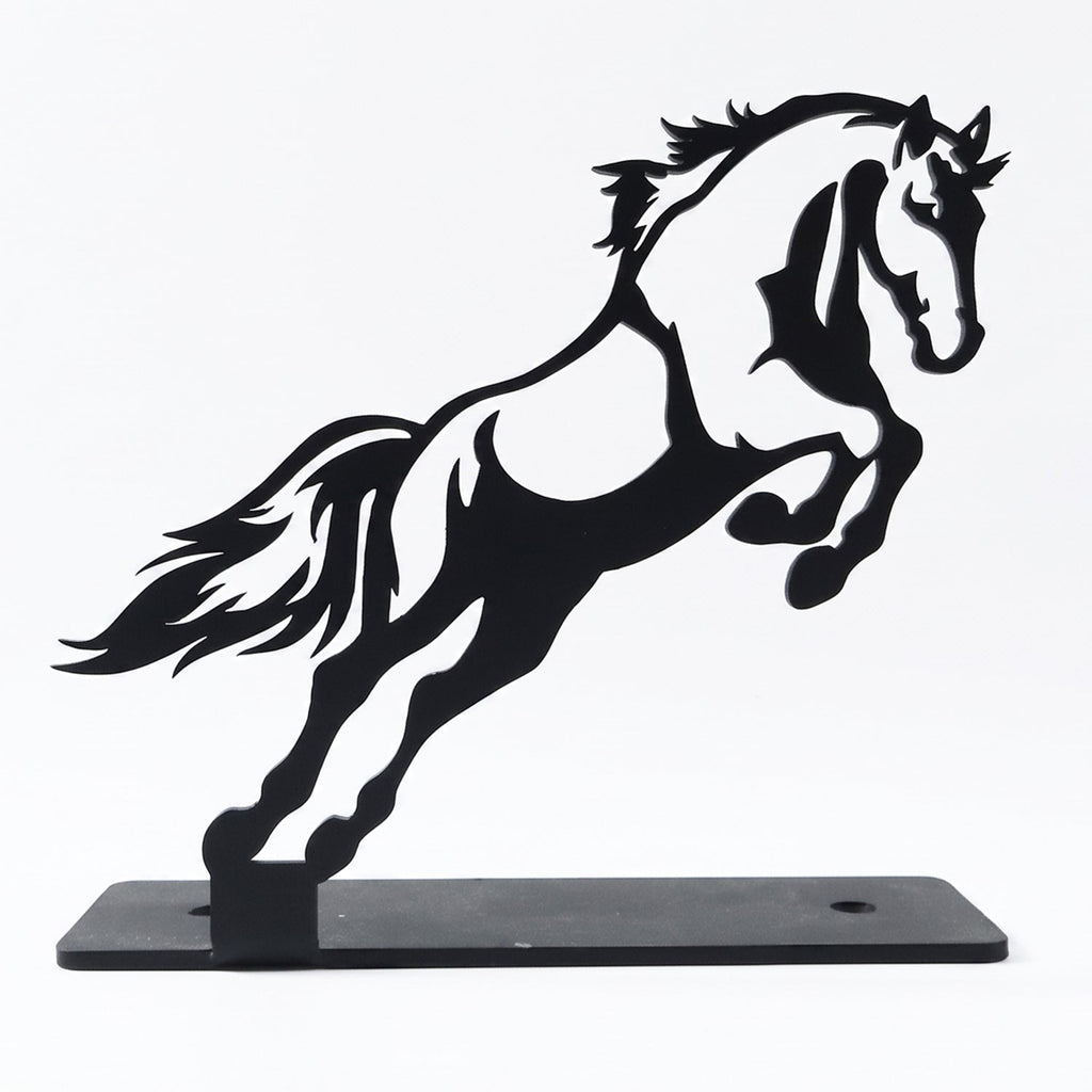 Metal Horse Sculpture Modern Desk Decor for Sophistication - Back View