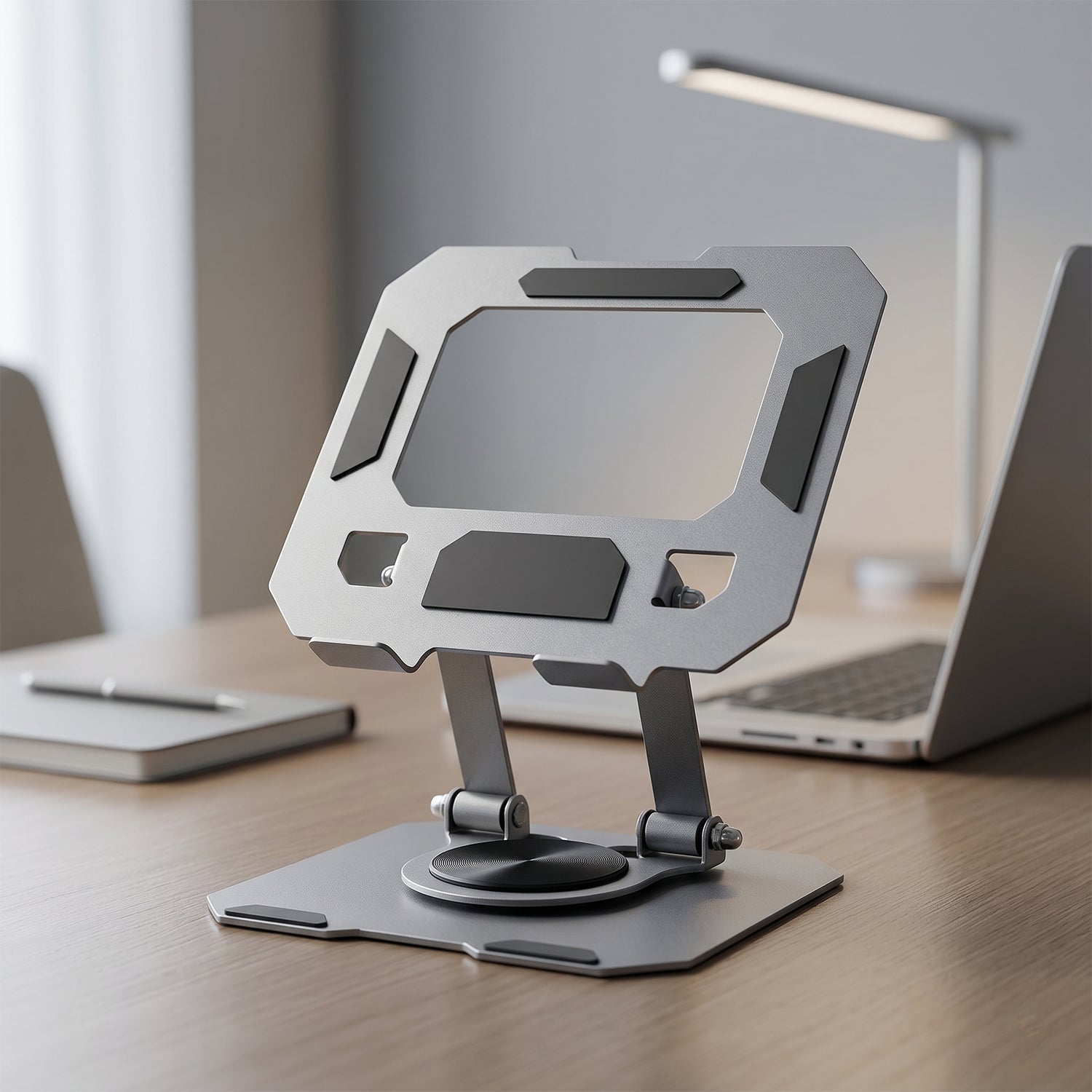ALVENZA Foldable Metal Phone & Tablet Stand – Adjustable & Portable Desktop Support