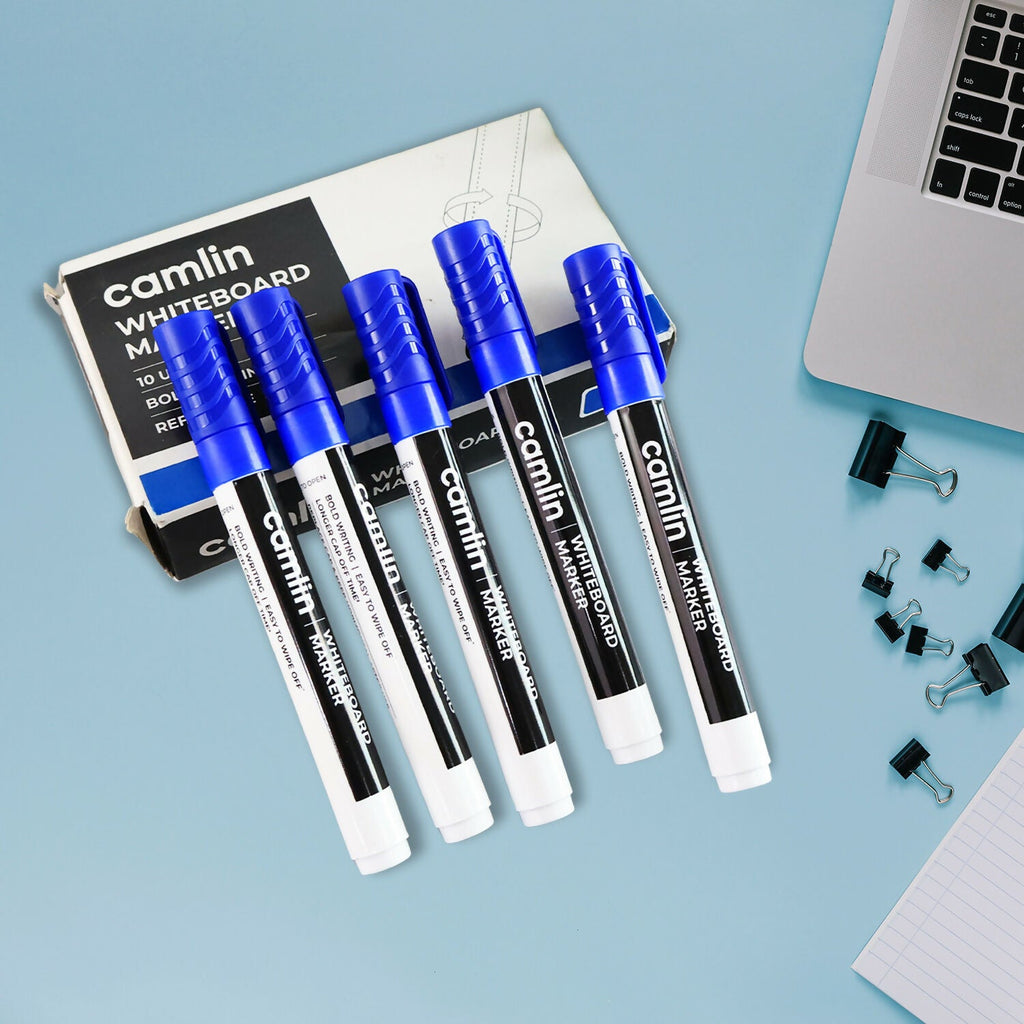 ALVENZA Whiteboard Marker – Bold, Refillable, Easy Wipe Blue (Pack of 10)
