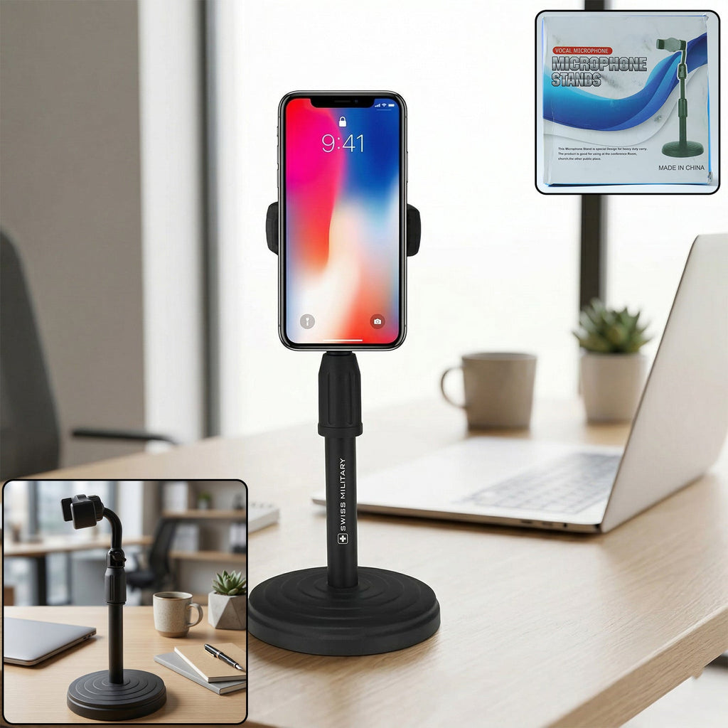 ALVENZA Adjustable 360° Rotating Phone Holder – Stable, Universal Fit for Desk