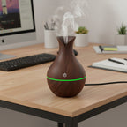 Mini Wooden Humidifier Ultrasonic Mist Diffuser with LED - Front View