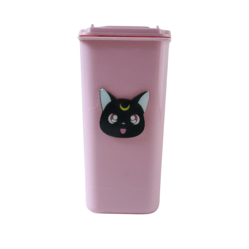 Mini Trash Can Pen Stand Cute Desk Organizer with Lid - Back View