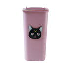 Mini Trash Can Pen Stand Cute Desk Organizer with Lid - Back View