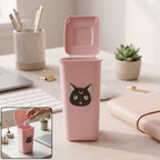 Mini Trash Can Pen Stand Cute Desk Organizer with Lid