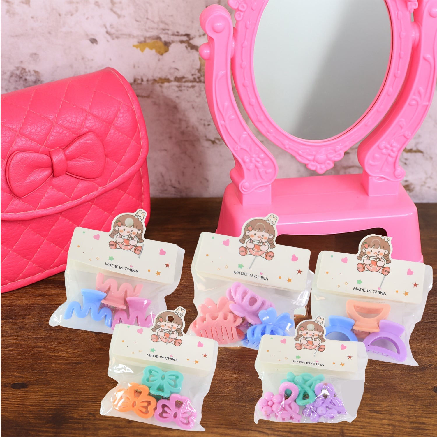 Hair Clips for Girls Colorful Mini 3-Piece Set | Calm & Curl - Back View