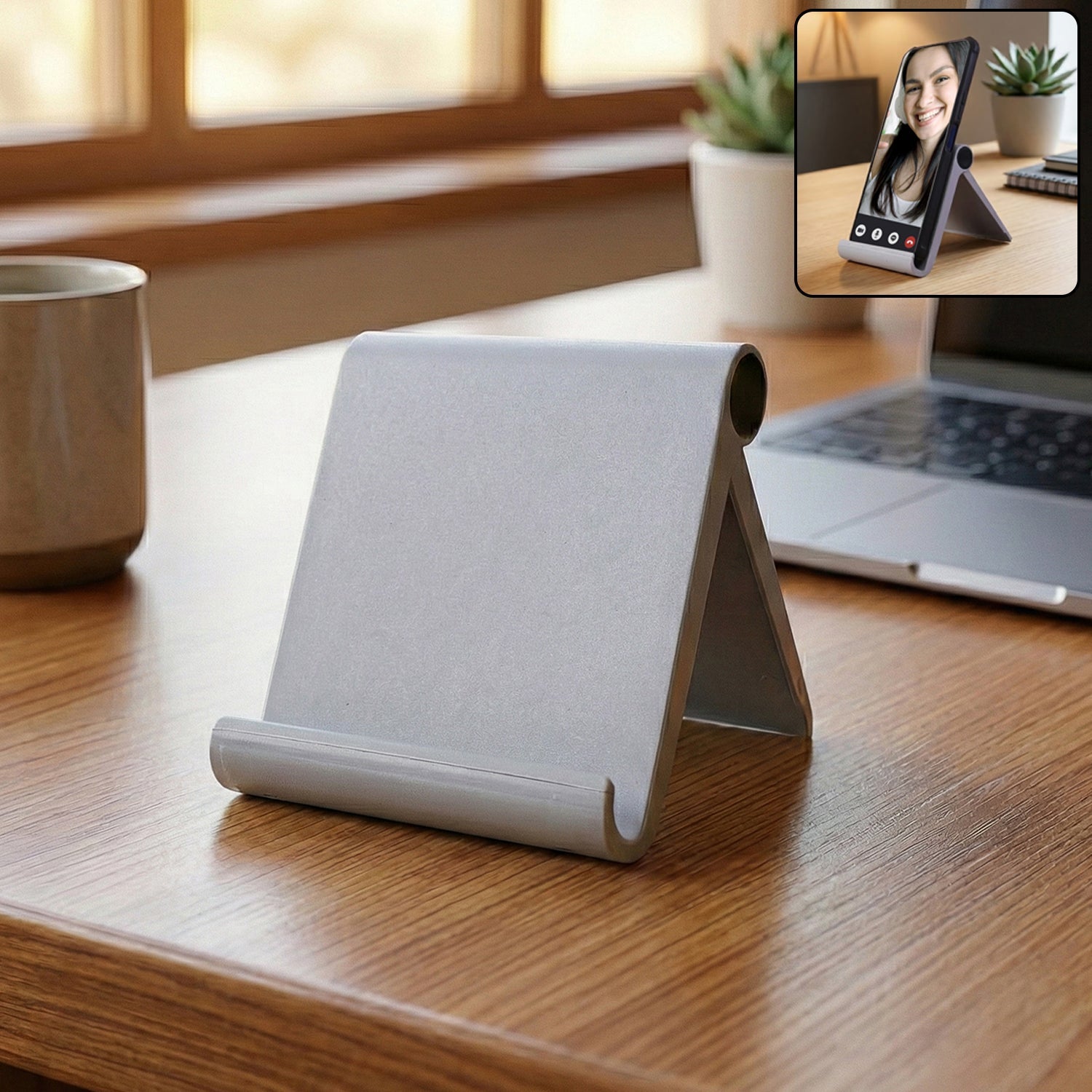 ALVENZA Mobile Stand – Foldable Plastic Desktop Holder for Hands-Free Use