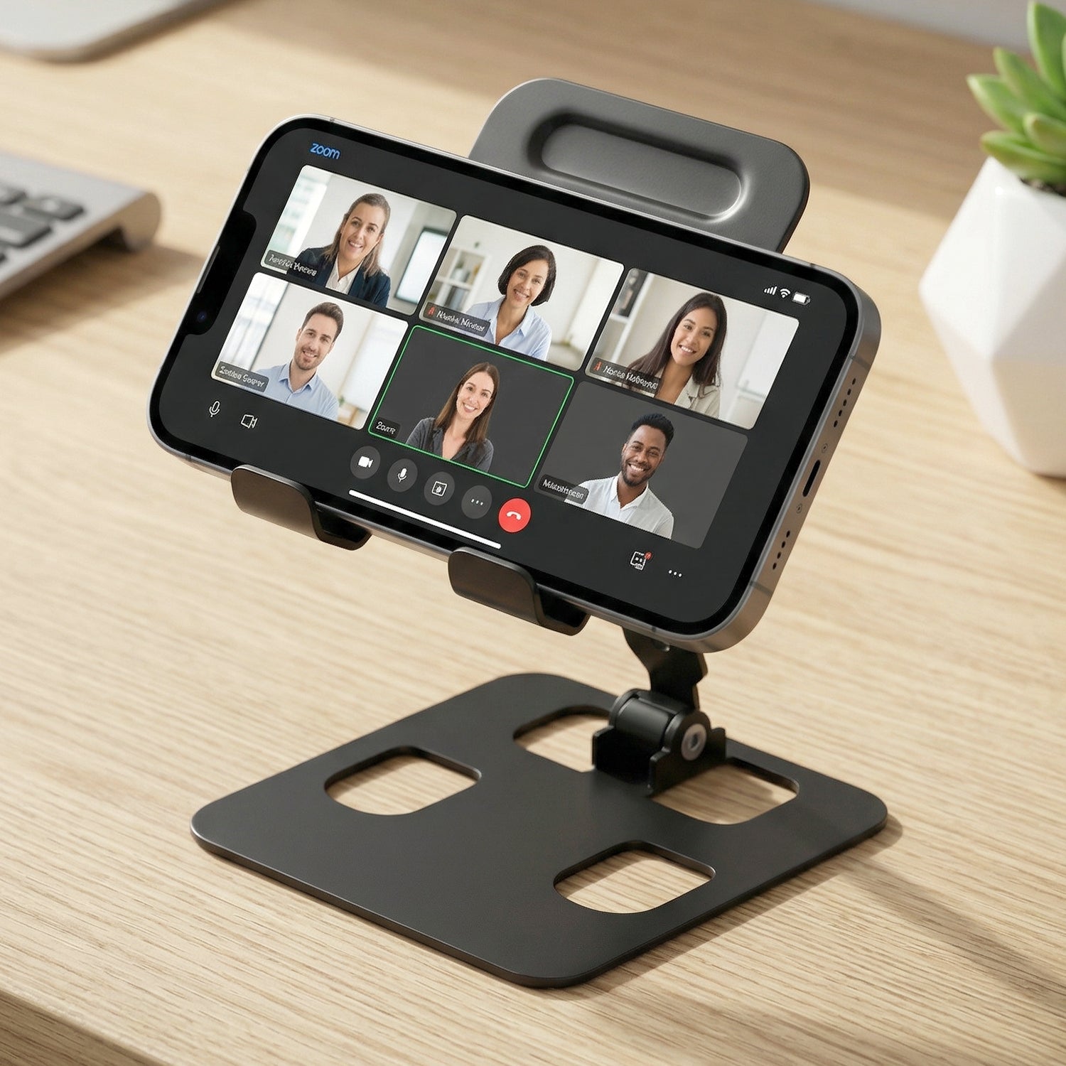 ALVENZA Adjustable Metal Mobile Stand – Foldable & Stable Desk Holder