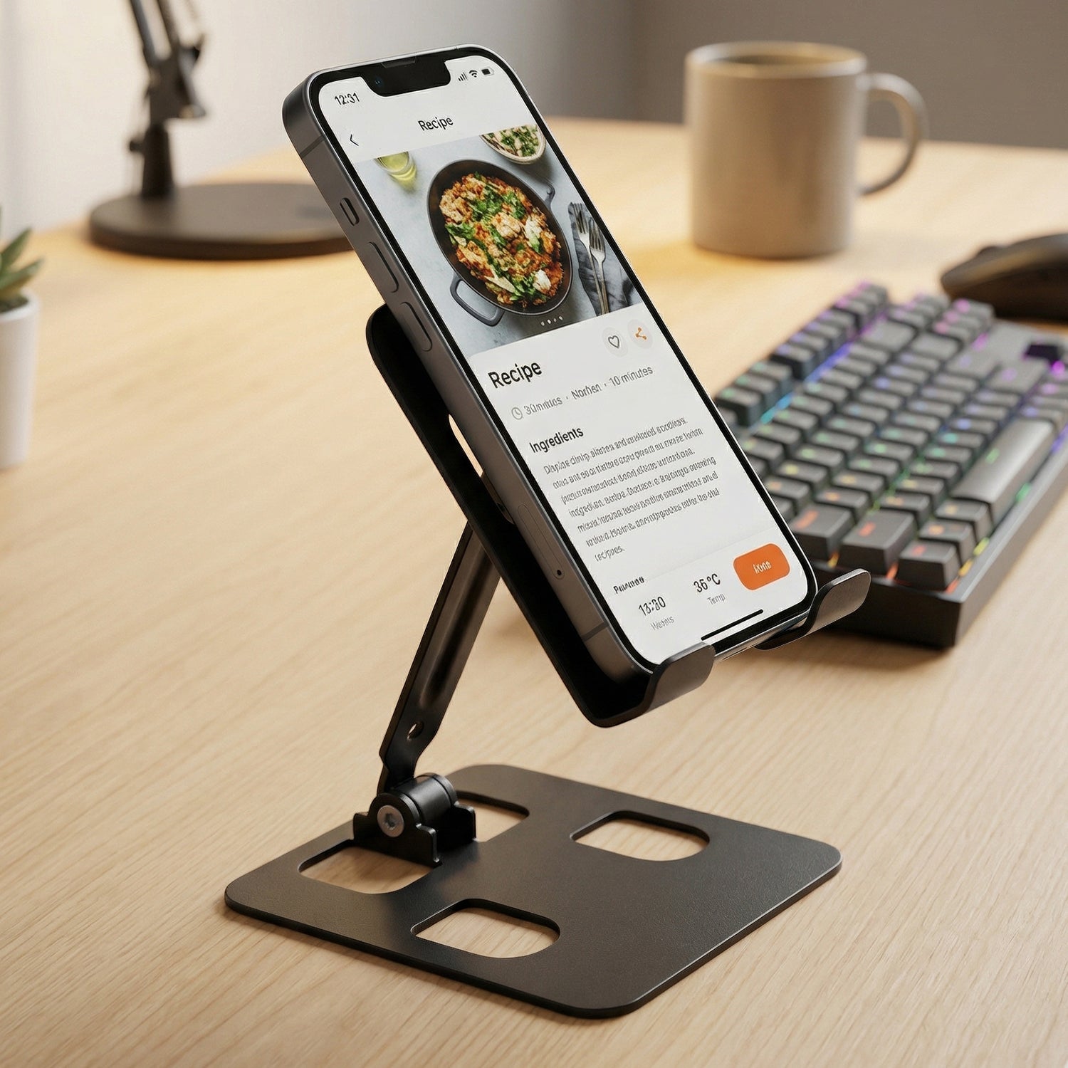 ALVENZA Adjustable Metal Mobile Stand – Foldable & Stable Desk Holder