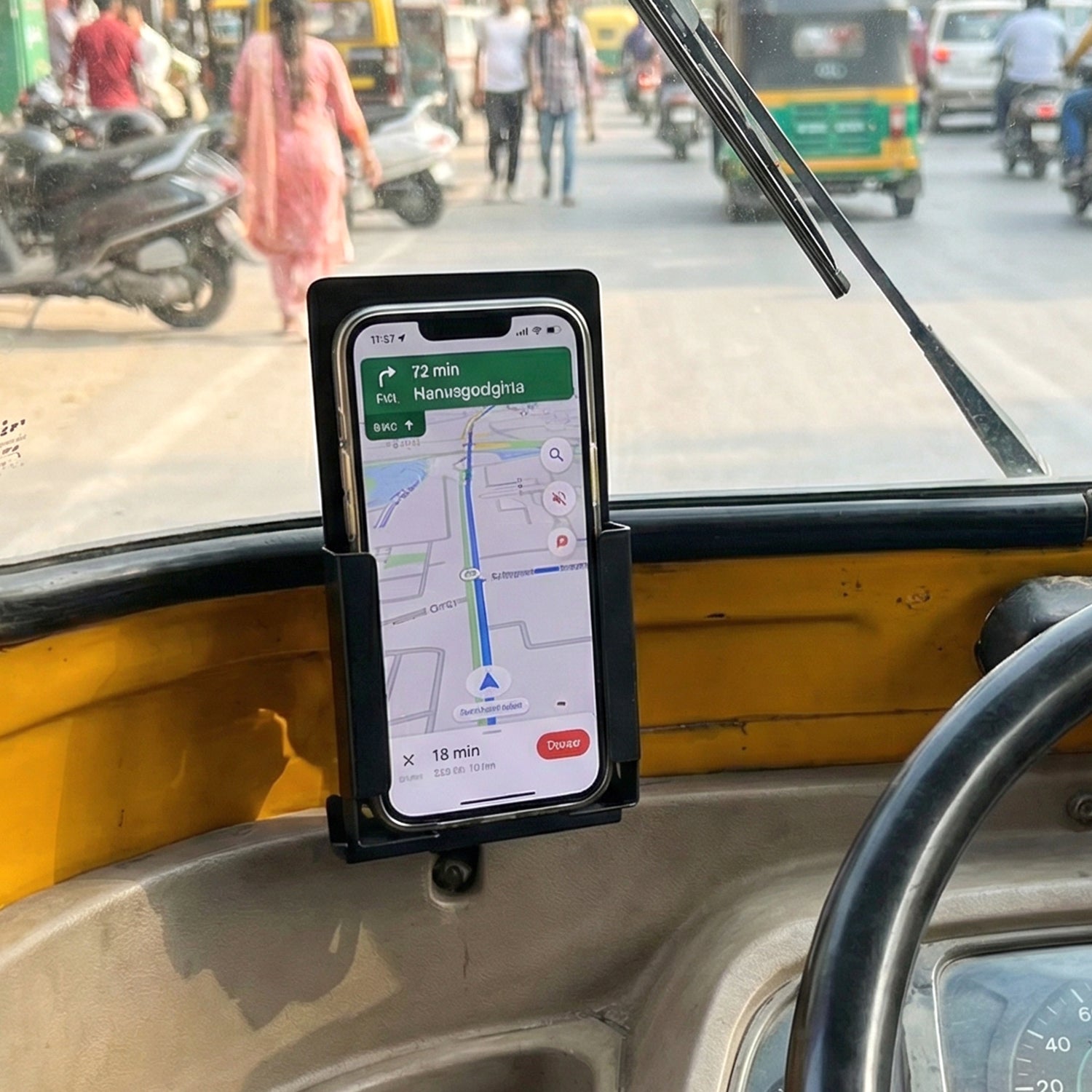 ALVENZA Auto Rickshaw Mobile Holder – Secure & Adjustable Dashboard Mount