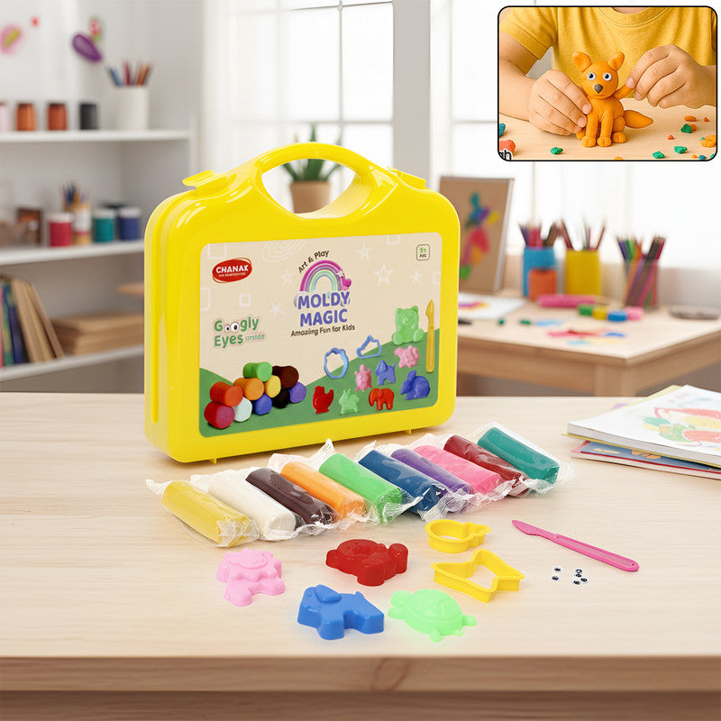 ALVENZA Play Dough Art Kit – 10 Colors with Animal Moulds & Carry Case