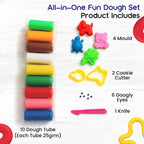 ALVENZA Play Dough Art Kit – 10 Colors with Animal Moulds & Carry Case
