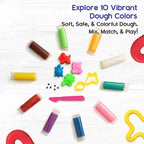 ALVENZA Play Dough Art Kit – 10 Colors with Animal Moulds & Carry Case