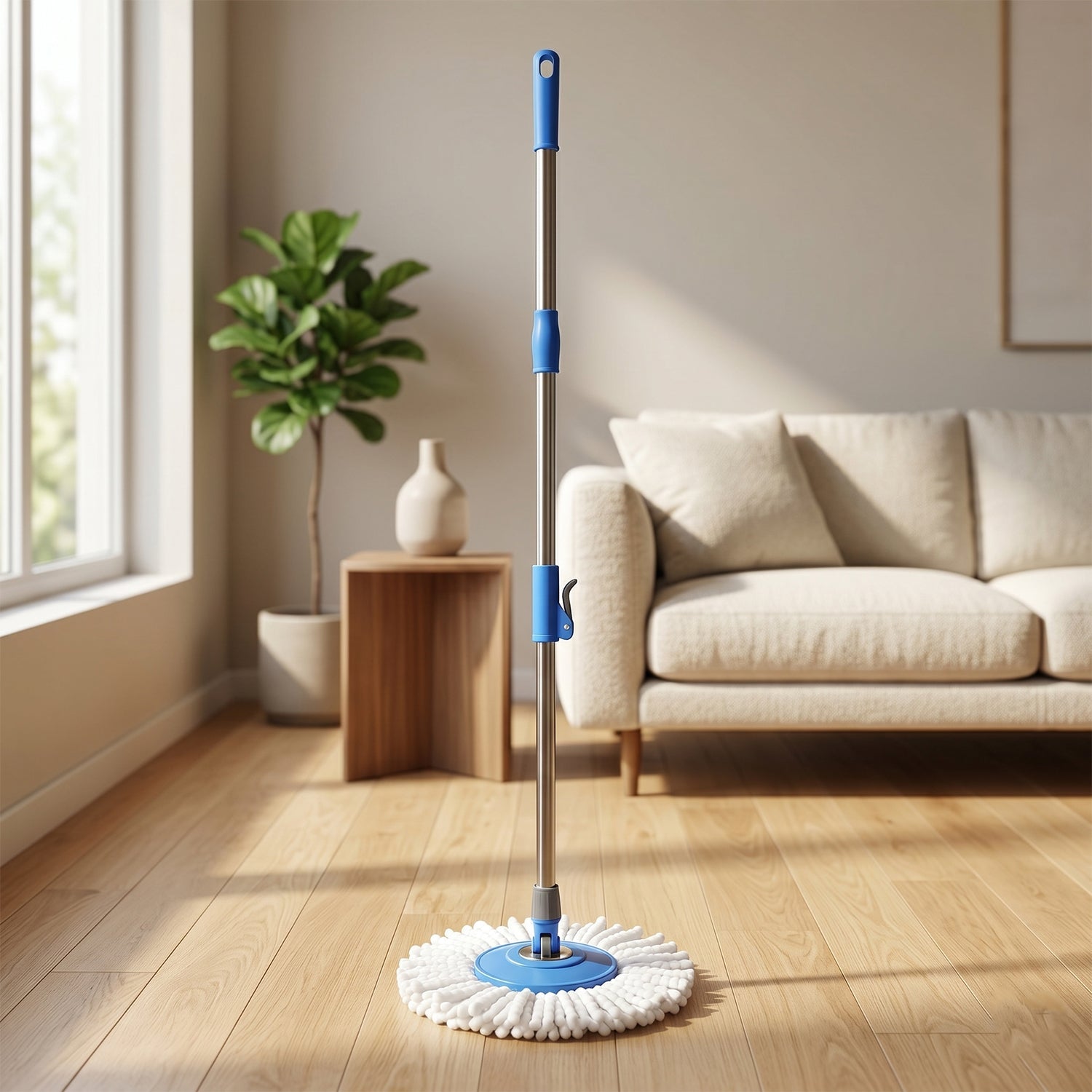 360 Rotate Spin Mop Effortless Floor Cleaning with Stainless Steel Handle - Back View