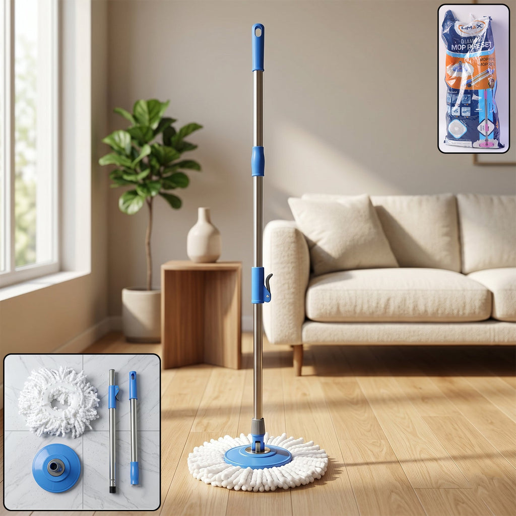 360 Rotate Spin Mop Effortless Floor Cleaning with Stainless Steel Handle