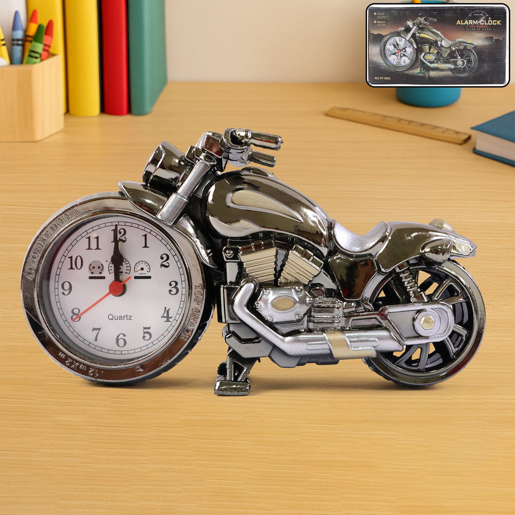 ALVENZA Motorcycle Alarm Clock – Stylish Analog Table Clock for Home Decor