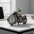 ALVENZA Motorcycle Alarm Clock – Stylish Analog Table Clock for Home Decor