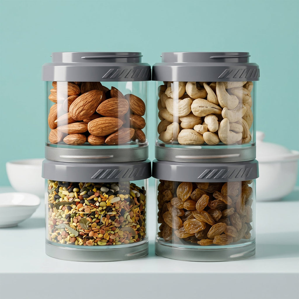 Stackable Storage Container Set Space Saving & Modular Design - Back View