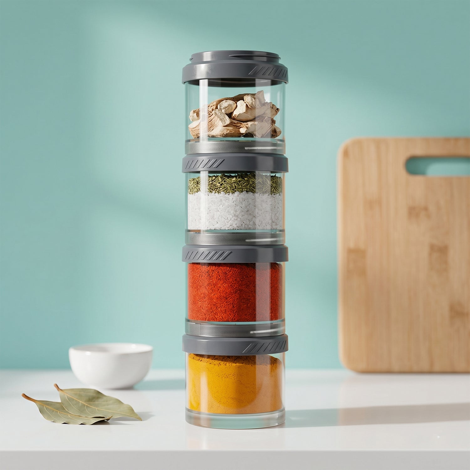 Stackable Storage Container Set Space Saving & Modular Design - Front View