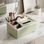 Multipurpose Plastic Organizer Box Neat Storage with Tissue Holder - Front View