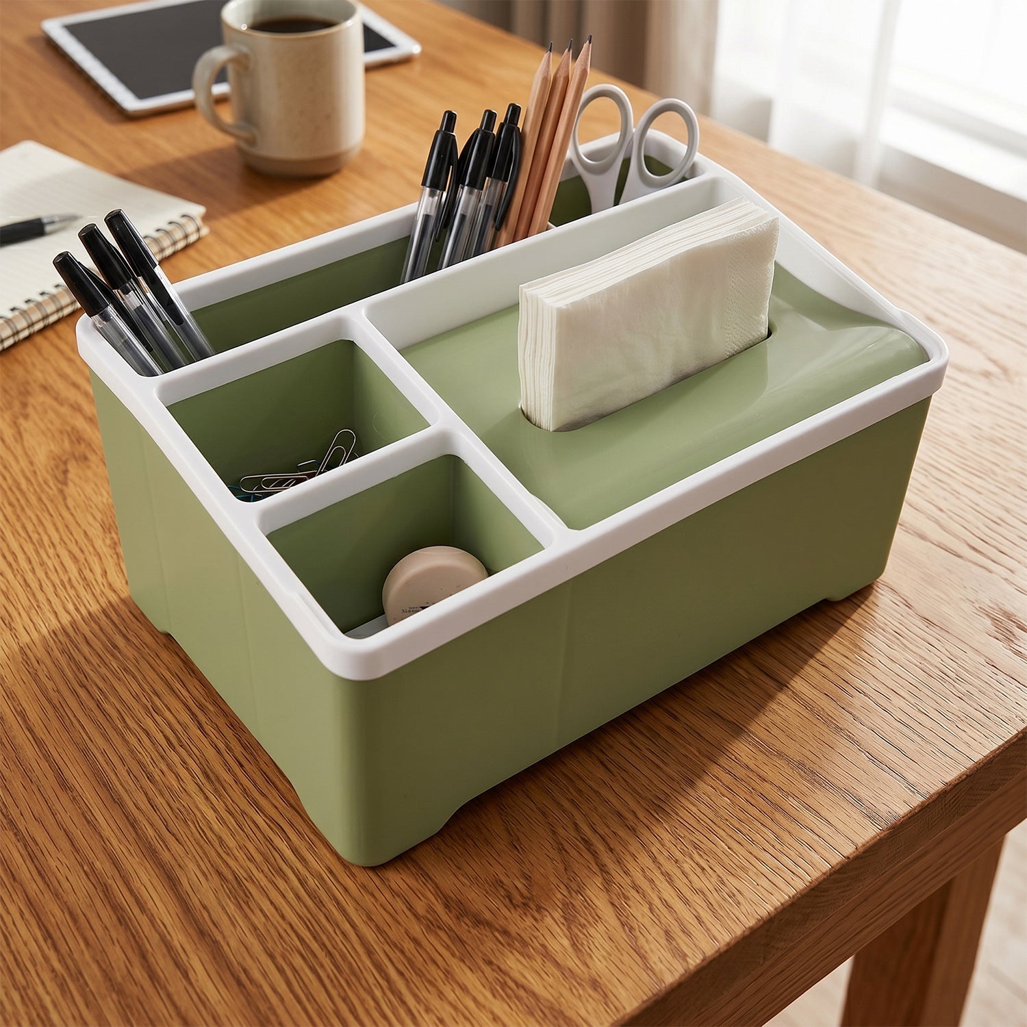 Multipurpose Plastic Organizer Box Neat Storage with Tissue Holder - Detail View 8
