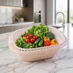 2 in 1 Plastic Double Drain Basket Multi-Purpose Kitchen Tool - Front View