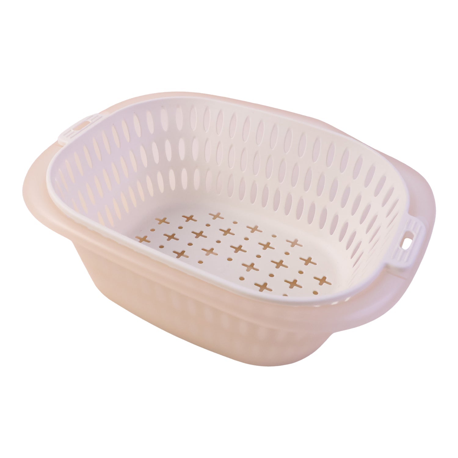 2 in 1 Plastic Double Drain Basket Multi-Purpose Kitchen Tool - Back View