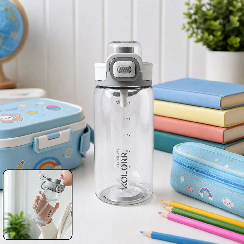 ALVENZA KOLORR Kids Leakproof Sipper Water Bottle with Straw & Flip Lid (650ML)