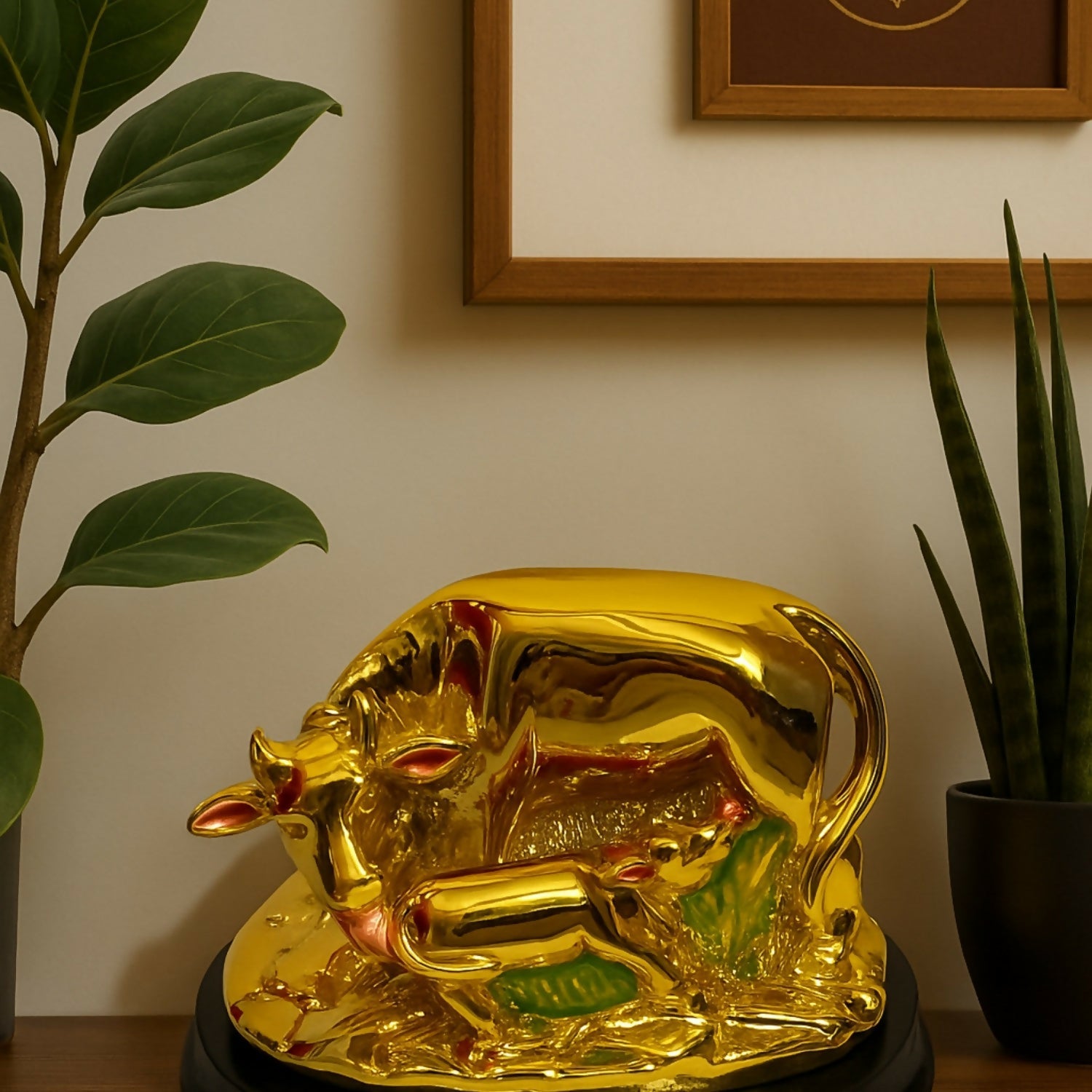 ALVENZA Golden Cow with Calf Showpiece – Prosperity and Traditional Charm