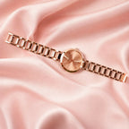 Women’s Rose Gold Round Dial Watch – Elegant & Stylish Timepiece