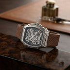 Premium Silver Dial Men's Watch With Silicone Strap For Trendy Casual Style