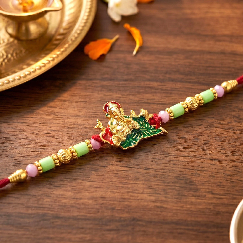 ALVENZA Ganesha Rakhi – Elegant Traditional Sister Gift for Raksha Bandhan
