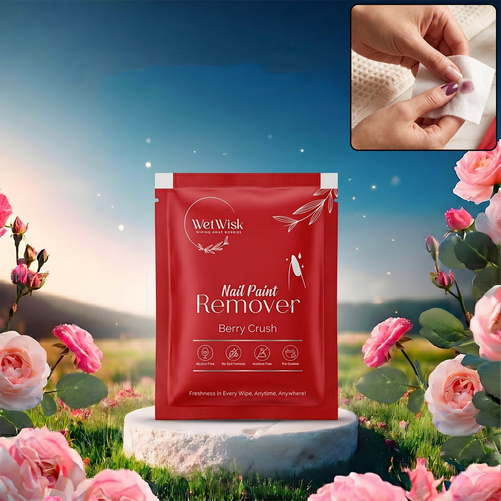 Wetwisk Nail Paint Remover Wet Wipes Acetone-Free & Gentle