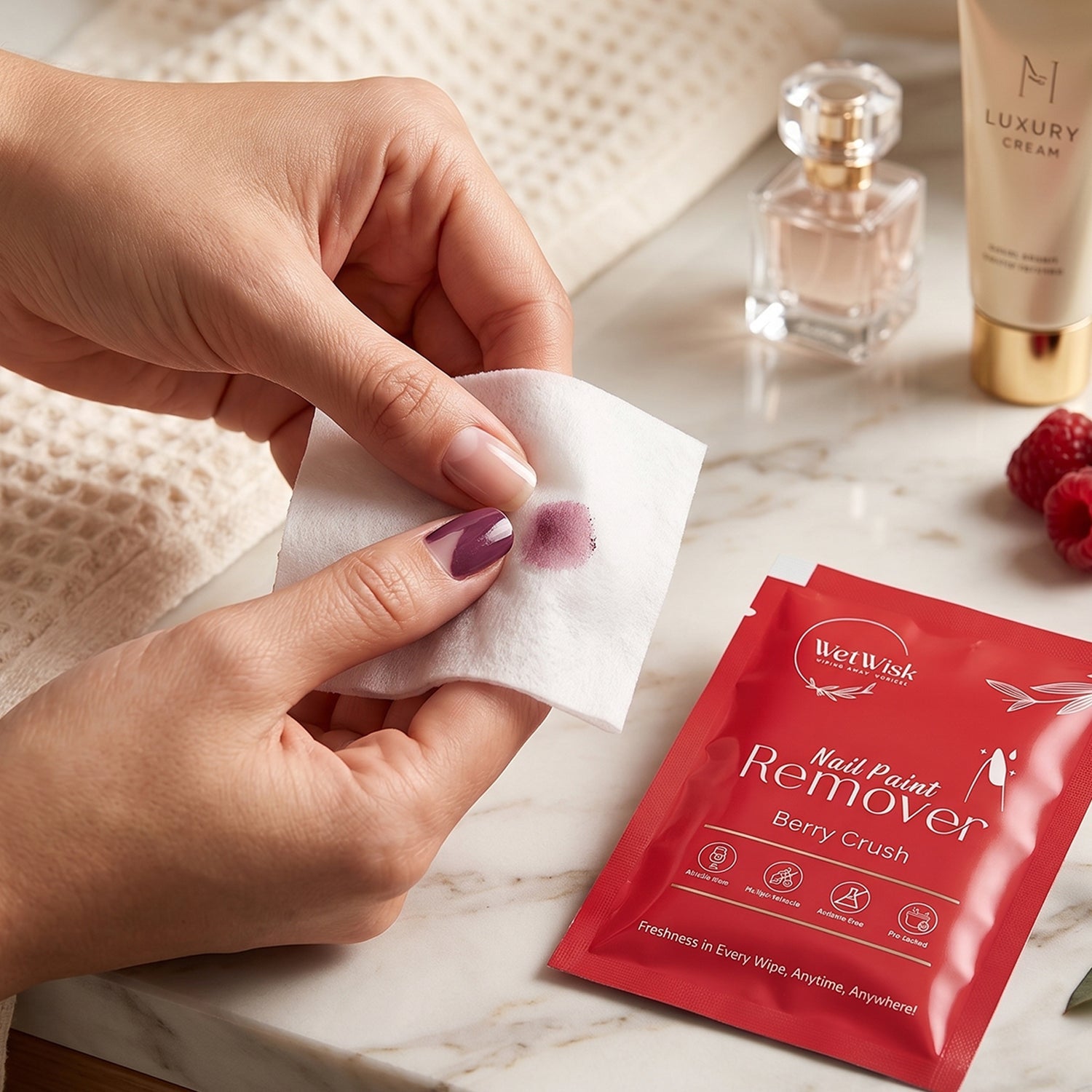 Wetwisk Nail Paint Remover Wet Wipes Acetone-Free & Gentle - Detail View 5