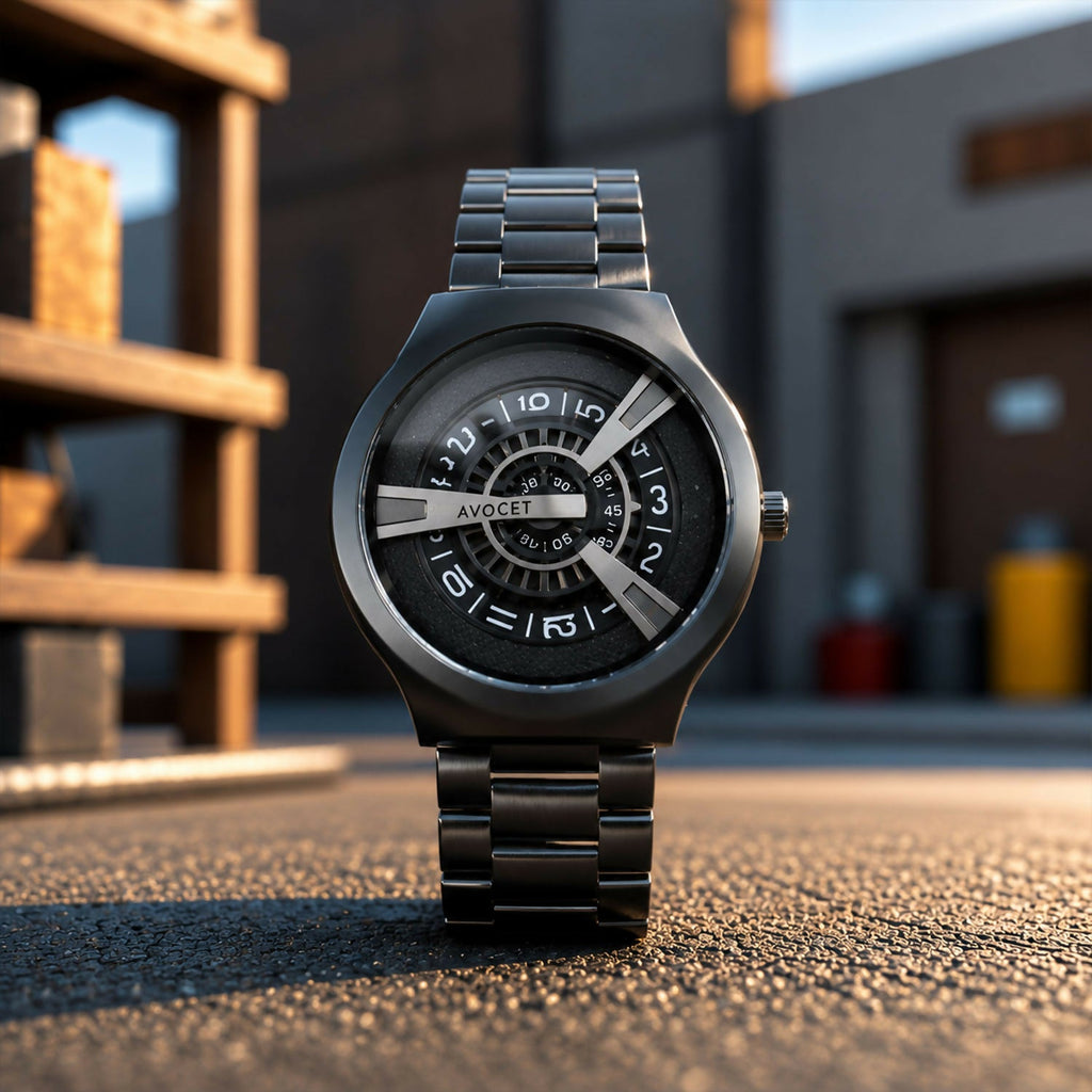 Black Round Metal Strap Analog Watch – Sporty Modern Design