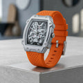 Premium Silver Dial Men's Watch With Silicone Strap For Trendy Casual Style