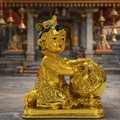 ALVENZA Baby Krishna Idol – Gold Finish Decorative Spiritual Piece