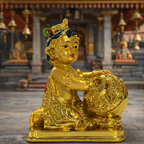 ALVENZA Baby Krishna Idol – Gold Finish Decorative Spiritual Piece