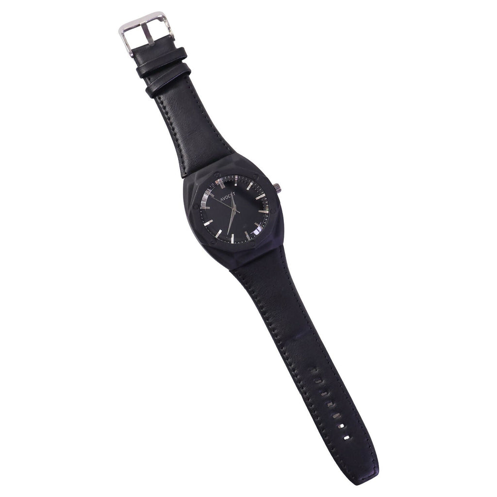 Men's Octagonal Watch – Stylish Black Leather Strap Timepiece